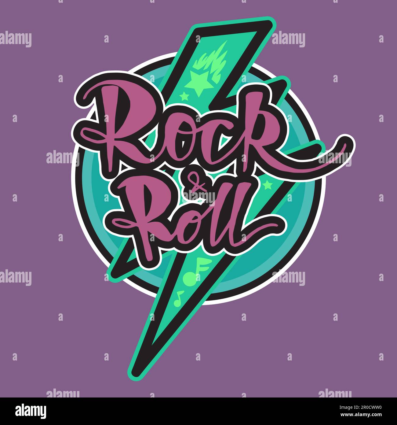Scritta Rock and Roll per t-shirt, adesivi, stampe, tessuti