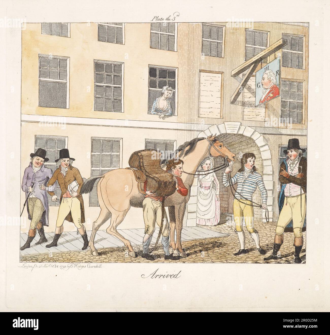 Piastra 3 di 6. Cartoon satirico - Birmingham Bag Man: Arrivato, 24/10/1792. Incisore: Edward Hedges Cornhill Foto Stock