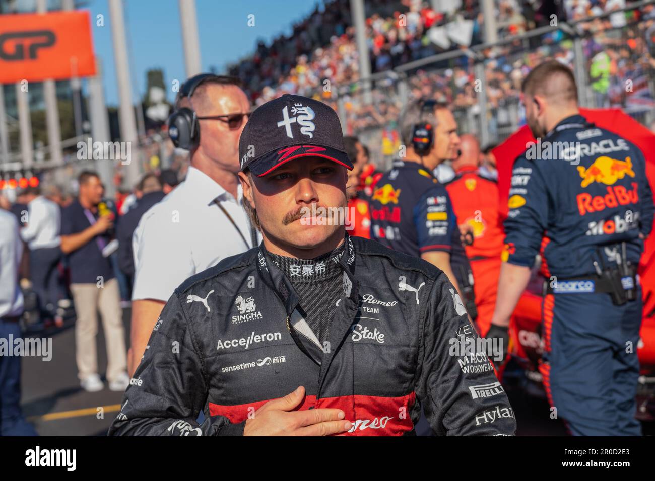 BAKU, AZERBAIGIAN, circuito cittadino di baku, 29.April.2023: #77, Valtteri BOTTAS, Alfa Romeo Racing F1 Team, durante il Gran Premio di Formula uno in Azerbaigian a Ba Foto Stock