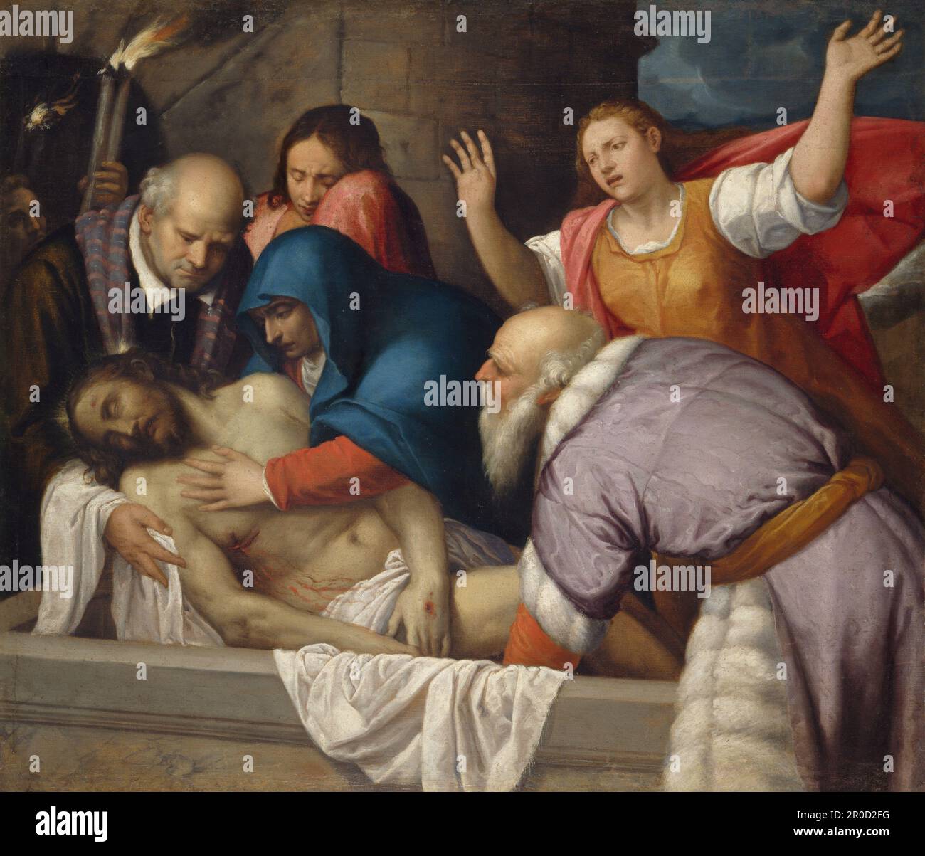 La deposizione di Cristo, 1500-1600. Scuola veneziana Foto Stock