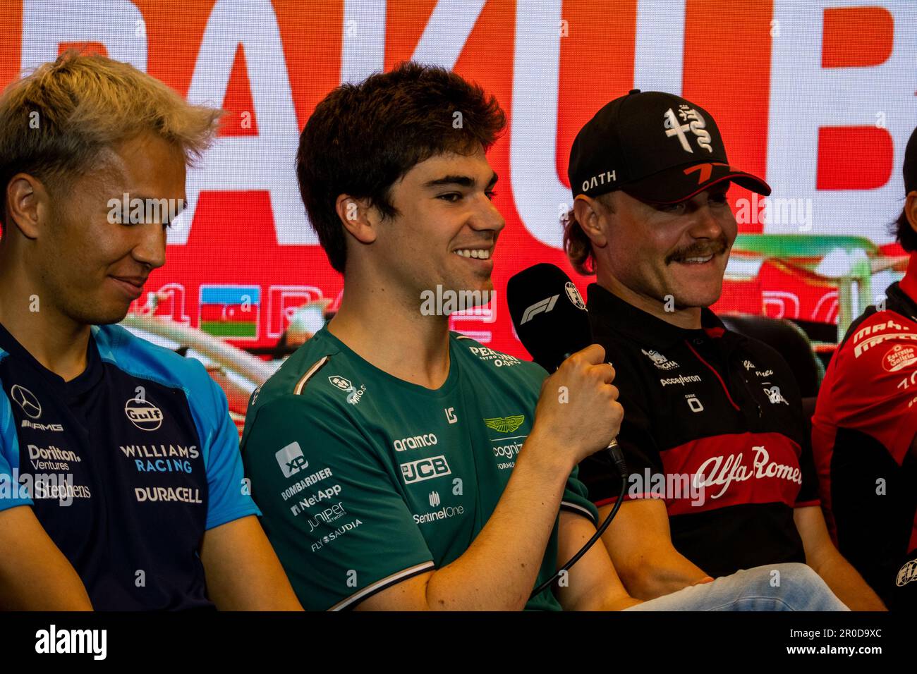 BAKU, AZERBAIJAN, circuito cittadino di baku, 27.April.2023: #18, LANCE PASSEGGIATA, Aston Martin del team di Formula 1, durante il Gran Premio di Formula uno in Azerbaigian a B. Foto Stock