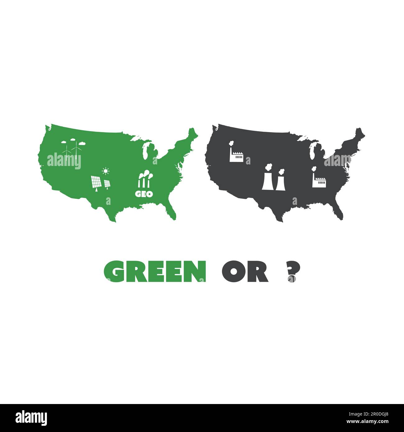 Verde o? - In che modo gli Stati Uniti sceglieranno - Eco Vector Concept Design Illustrazione Vettoriale