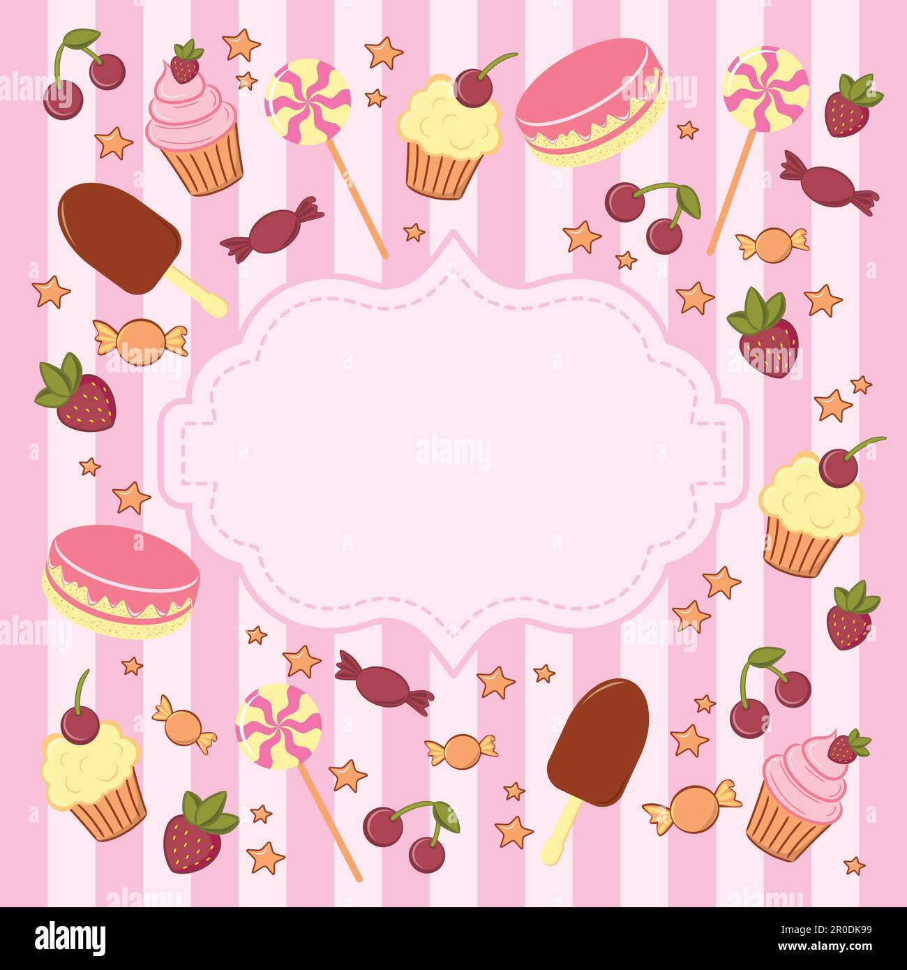 Sfondo vettoriale con cartellone Sweet shop. Illustrazione Vettoriale