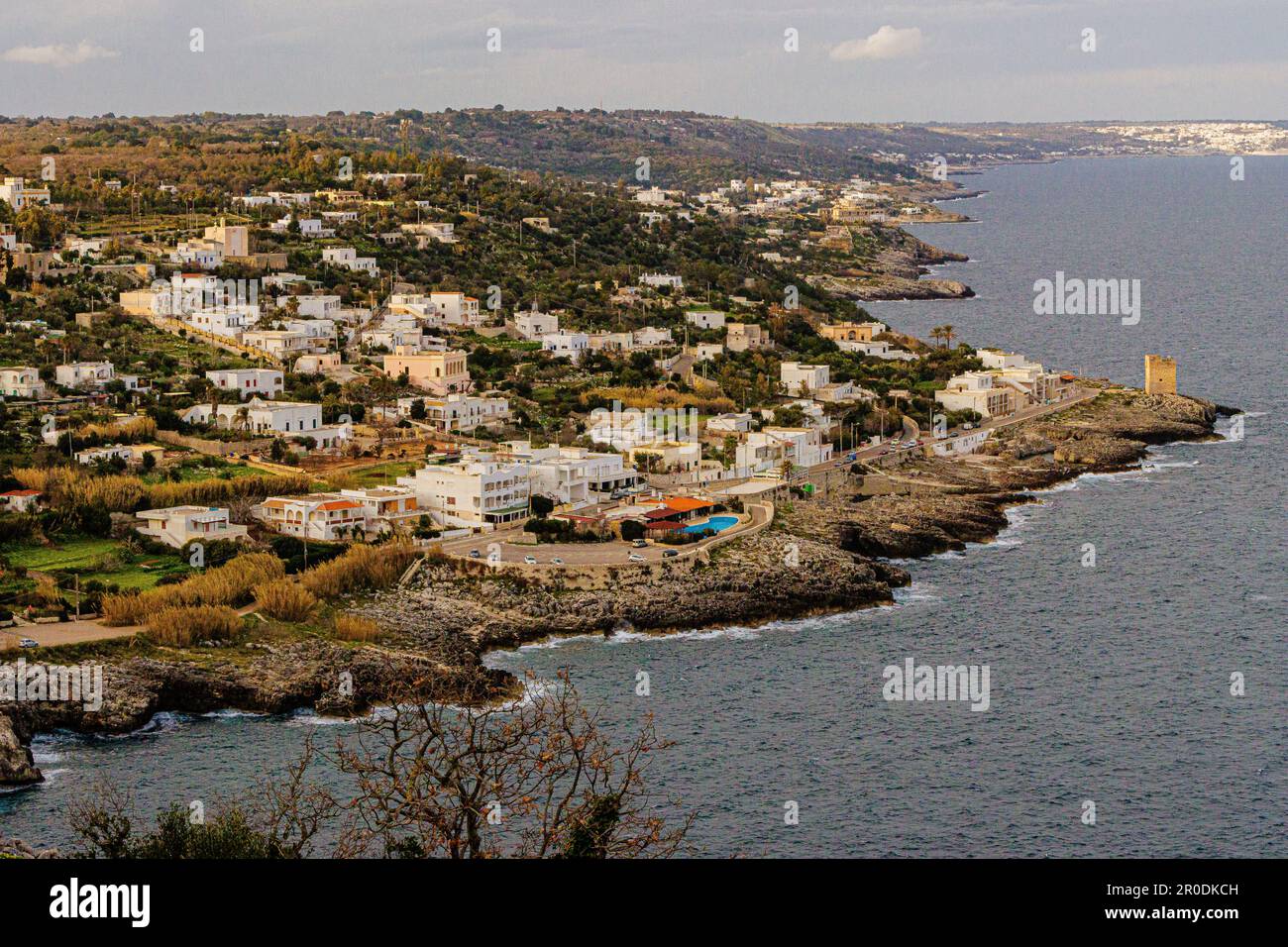 Costa Adriatica del Salento: Punto di vista su Marina Serra - Salento, Puglia Foto Stock