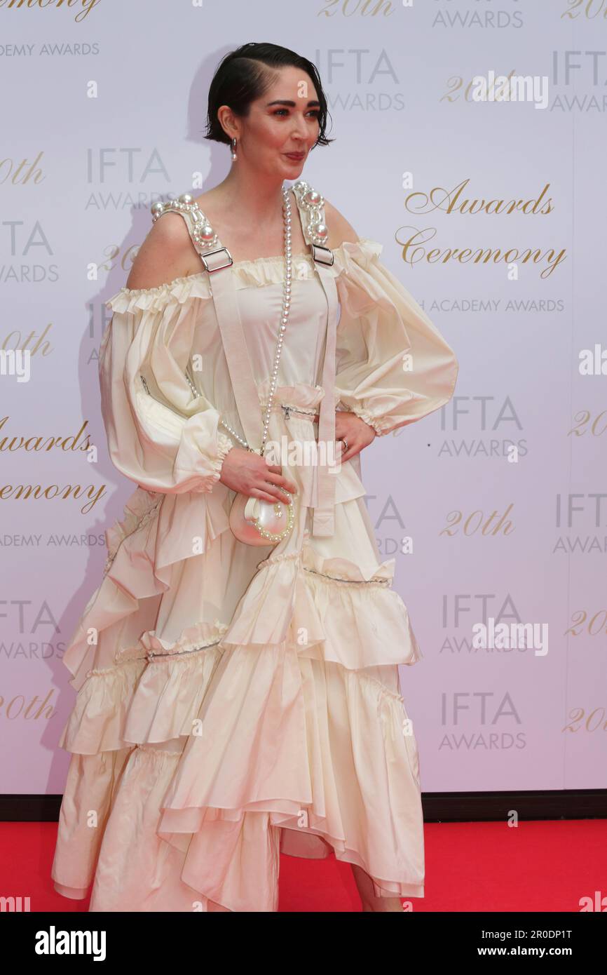 Dublino, Irlanda. 7th maggio 2023. Kathryn Ferguson arriverà sul tappeto rosso all'Irish Film and Television Awards (IFTA), il Dublin Royal Convention Centre. Credit: Doreen Kennedy/Alamy Live News. Foto Stock