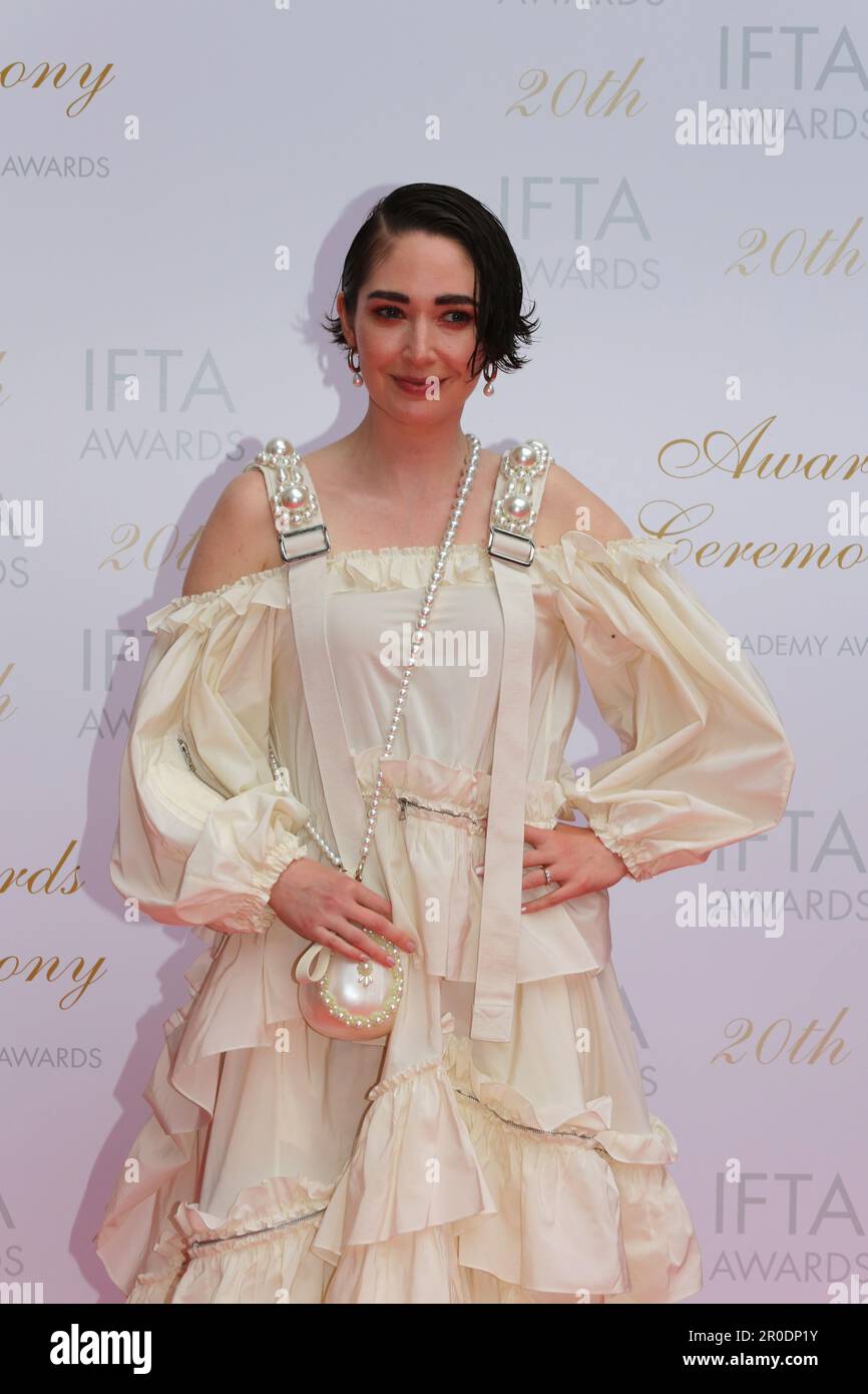 Dublino, Irlanda. 7th maggio 2023. Kathryn Ferguson arriverà sul tappeto rosso all'Irish Film and Television Awards (IFTA), il Dublin Royal Convention Centre. Credit: Doreen Kennedy/Alamy Live News. Foto Stock