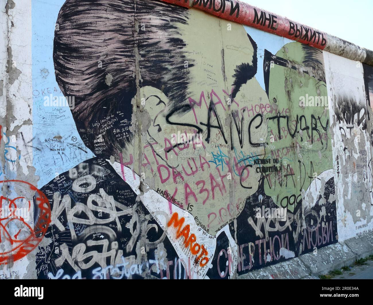 Muro di Berlino, Berliner Mauer, Antifaschistischer Schutzwall, Berlino, Germania, Europa Foto Stock