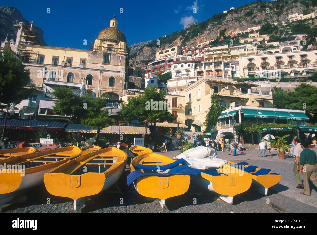 Fischerboote, Positano, Amalfikueste Kampanien, Italien Foto Stock