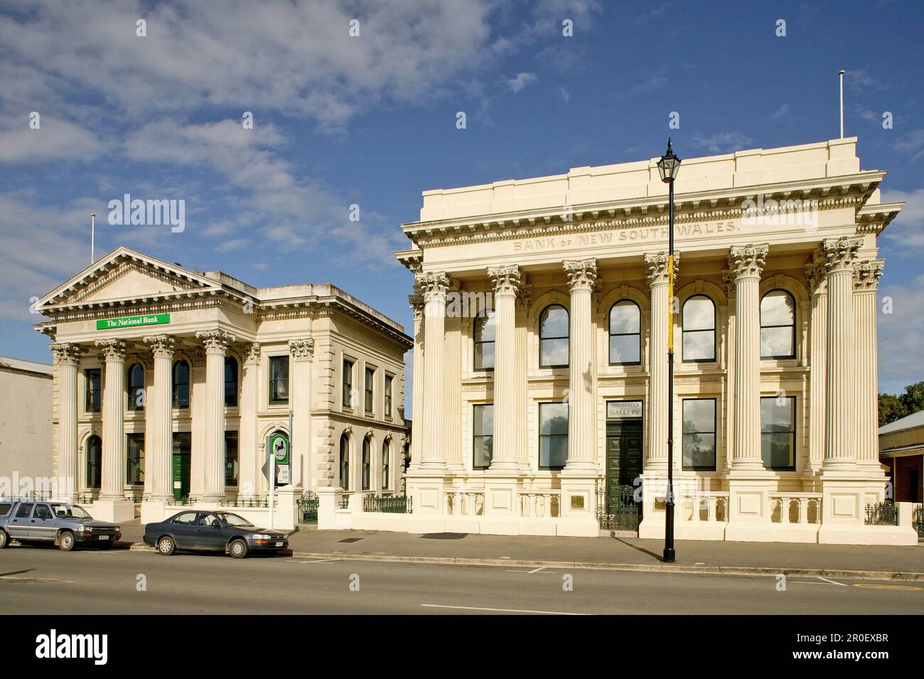 Edifici storici nella città di Oamaru, Isola del Sud, Nuova Zelanda, Oceania Foto Stock