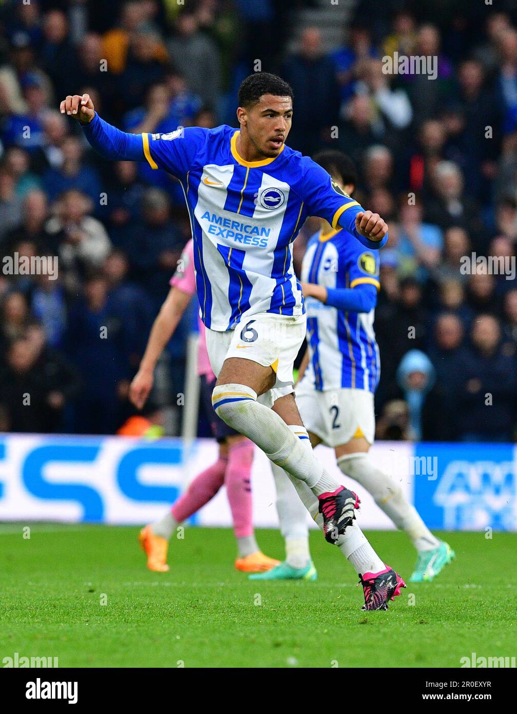 Brighton, Regno Unito. 08th maggio, 2023. Levi Colwill di Brighton e Hove Albion durante la partita della Premier League tra Brighton e Hove Albion ed Everton all'Amex il 8th 2023 maggio a Brighton, Inghilterra. (Foto di Jeff Mood/phcimages.com) Credit: PHC Images/Alamy Live News Foto Stock