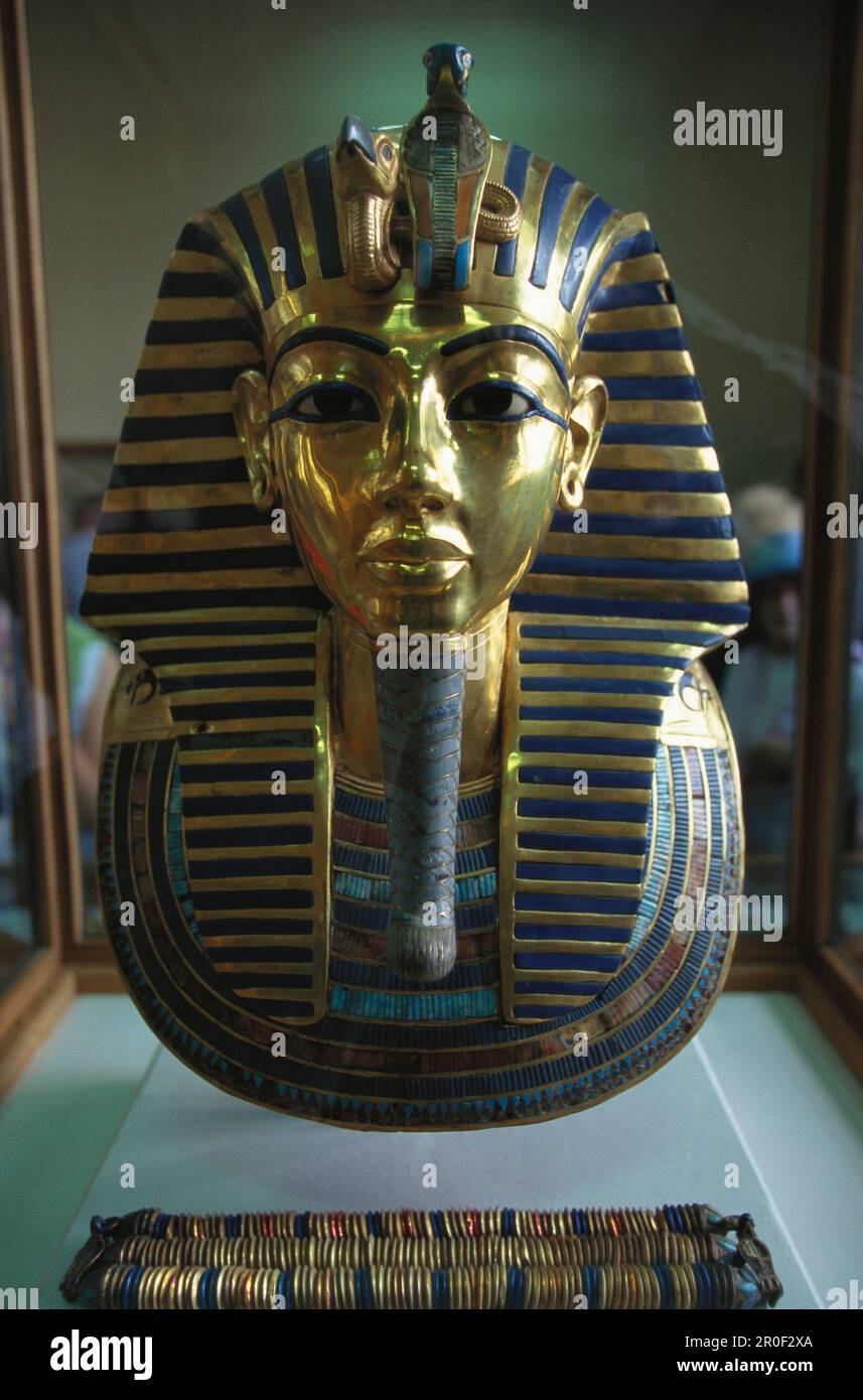 Maschera di morte di Tutankhamon, Tut-Ench-Amun, Museo Egizio, Kairo, Egitto Foto Stock