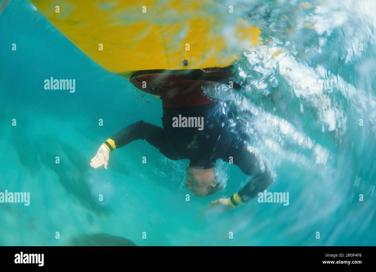 Kajak, Unterwasseraufnahme rilascio su applicazione Foto Stock