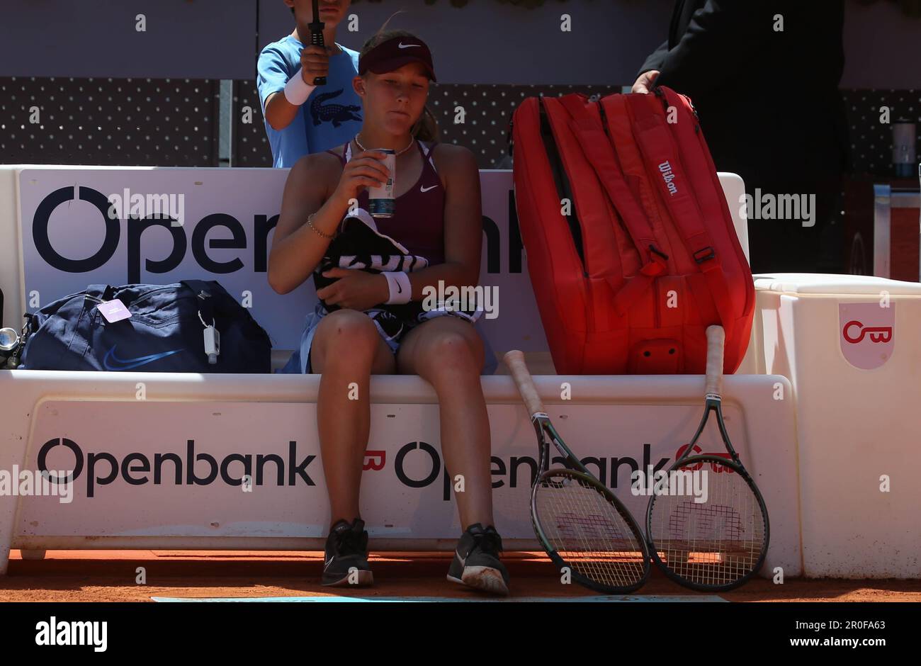 Mirra Andreeva durante il Mutua Madrid Open 2023, ATP Masters 1000 torneo di tennis il 1 maggio 2023 a Caja Magica a Madrid, Spagna - Foto Laurent Lairys / DPPI Foto Stock