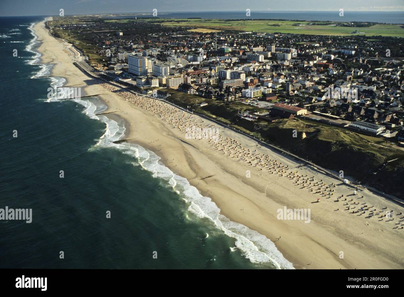 Spiaggia di sabbia di Westerland, Sylt Island, Schleswig-Holstein, Germania Foto Stock