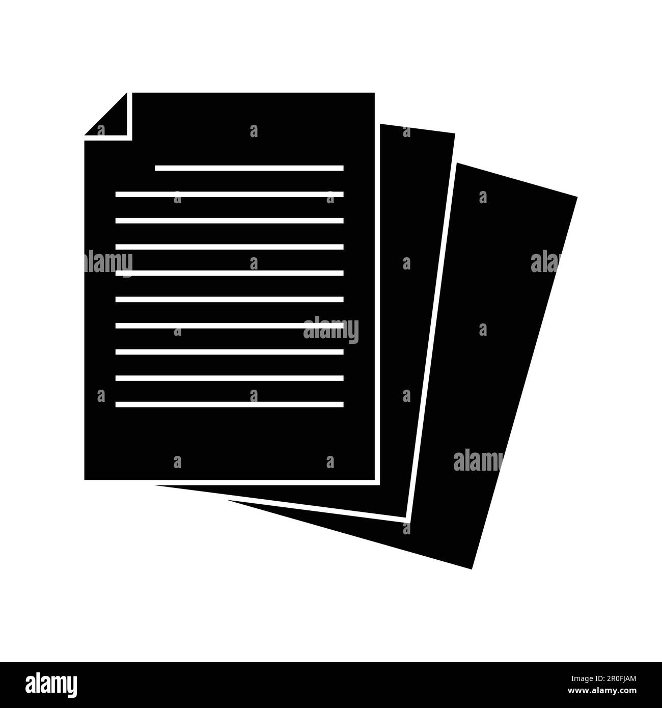 Icona del documento nero. Icona carta. Icona file Illustrazione Vettoriale