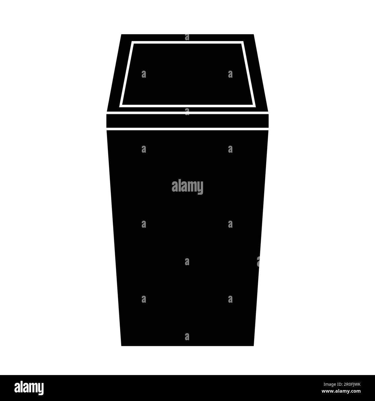 Cestino per rifiuti da ufficio nero su sfondo bianco Illustrazione Vettoriale