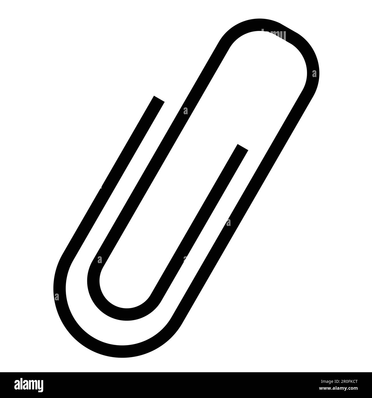 Icona nera isolata della graffetta su sfondo bianco. Silhouette della graffetta. Design piatto. Illustrazione Vettoriale