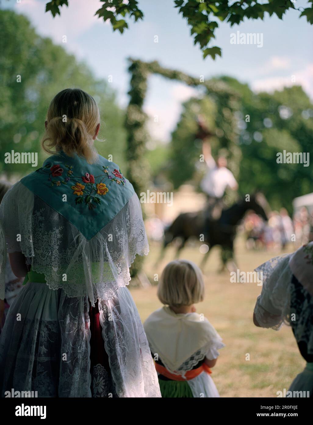 Spettatori, Spreewald festival a Lubbenau, Spreewald, Brandeburgo, Germania Foto Stock