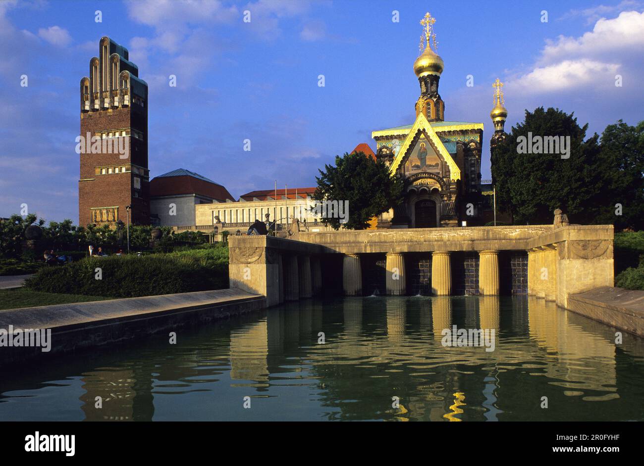 Torre per matrimoni e cappella russa, Mathildenhohe, Darmstadt, Assia, Germania Foto Stock