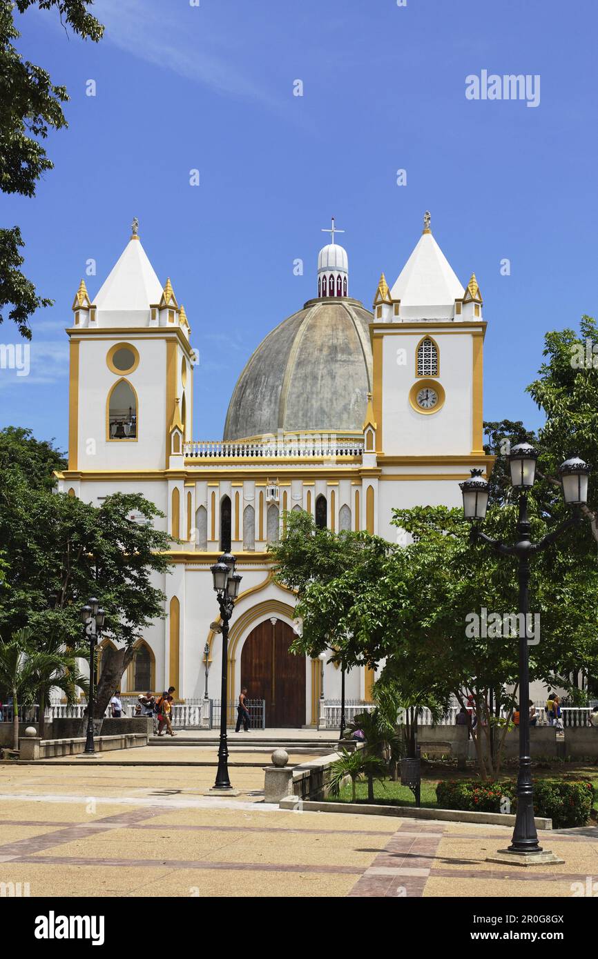 La Iglesia de San Nicolas de Bari, Plaza Bolivar, Porlamar, Isla Margarita, Nueva Esparta, Venezuela Foto Stock