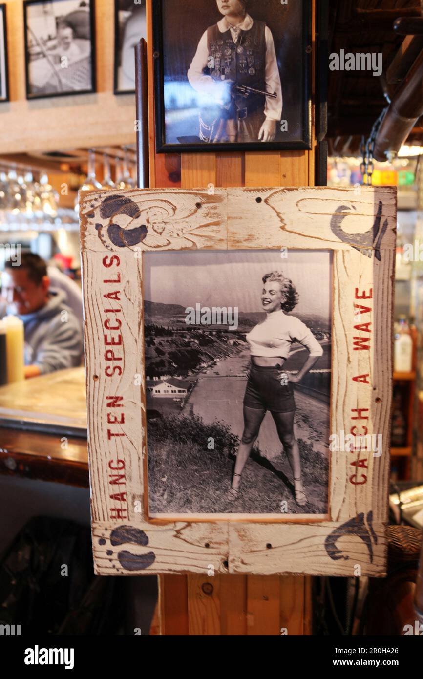 Stati Uniti, California, Malibu, una parete dettaglio presso il Paradise Cove Beach Cafe, Paradise Cove Foto Stock