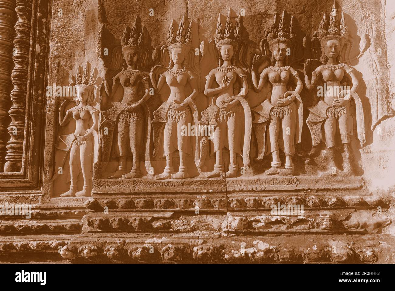 Arte del Tempio ad Angkor Wat in Cambogia Foto Stock