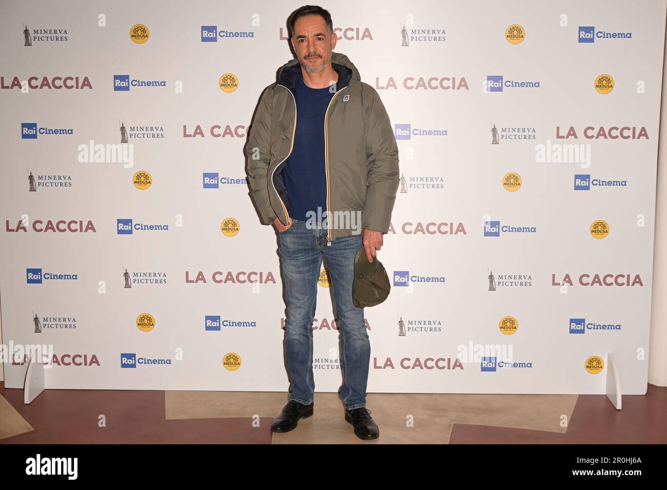 Roma, Italia. 08th maggio, 2023. Peppino Mazzotta partecipa alla prima del film 'la caccia' al Cinema Barberini. Credit: SOPA Images Limited/Alamy Live News Foto Stock