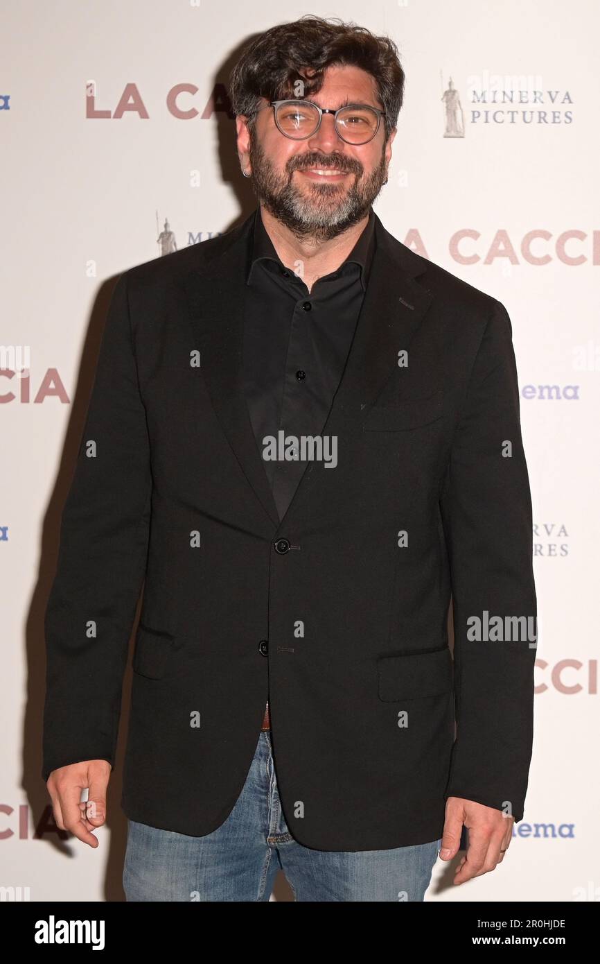 Roma, Italia. 08th maggio, 2023. Tony D'Angelo partecipa alla prima del film 'la caccia' al Cinema Barberini. Credit: SOPA Images Limited/Alamy Live News Foto Stock