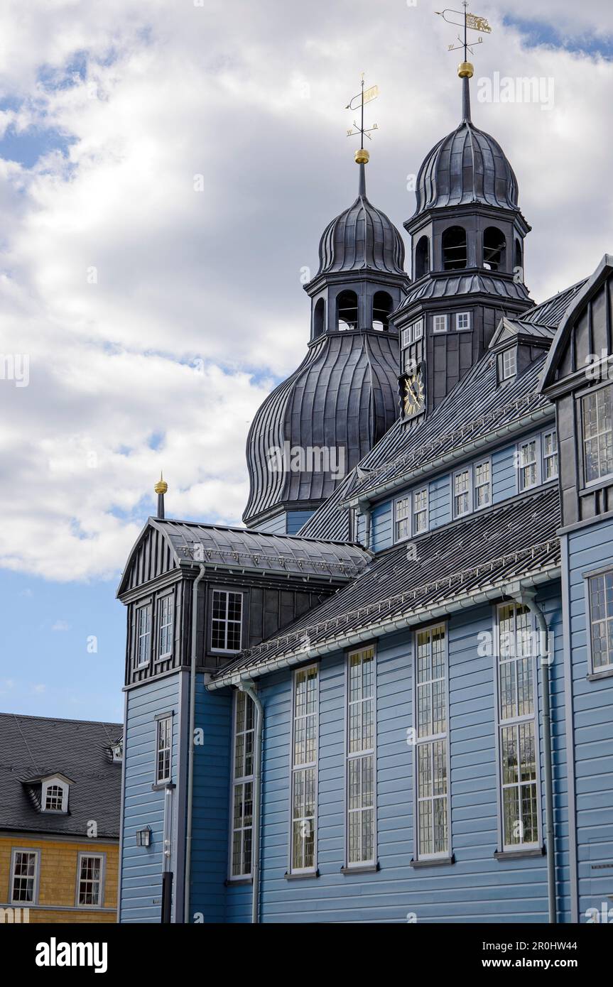 Mercato Chiesa zum Heiligen Geist, Clausthal-Zellerfeld, Harz, bassa Sassonia, Germania, Europa Foto Stock