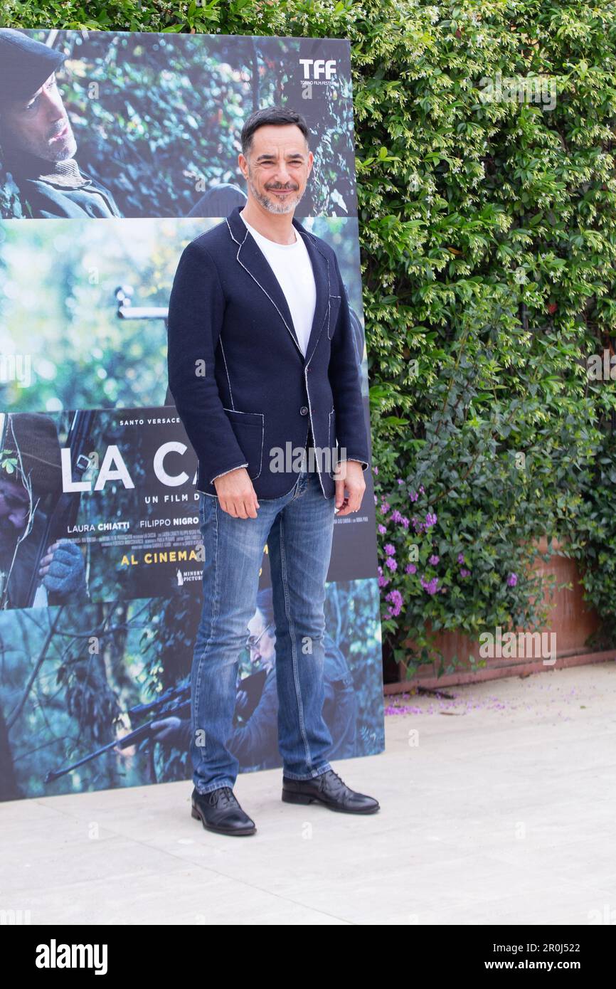 8 maggio 2023, Roma, Italia: L'attore Peppino Mazzotta partecipa alla fotocopia del film 'la Caccia' al Cinema Barberini di Roma (Credit Image: © Matteo Nardone/Pacific Press via ZUMA Press Wire) SOLO PER USO EDITORIALE! Non per USO commerciale! Foto Stock