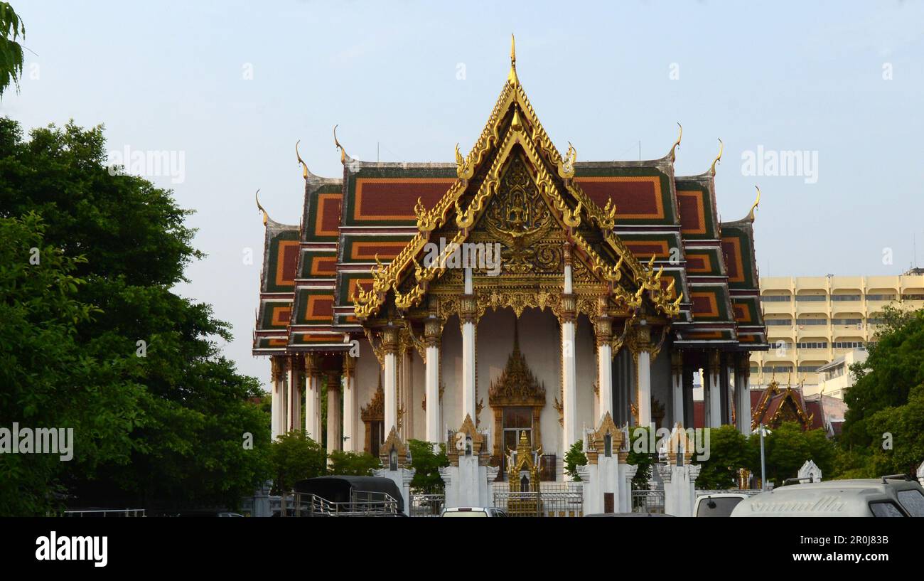 L'ubosot (sala di ordinazione) di Wat Liap a Bangkok, Thailandia. Foto Stock