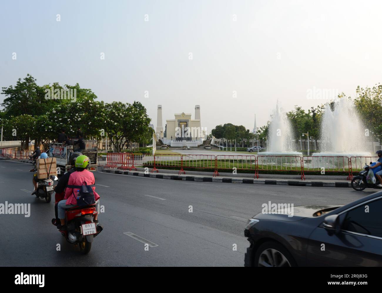 Fontana del monumento Re Rama i a Bangkok, Thailandia. Foto Stock