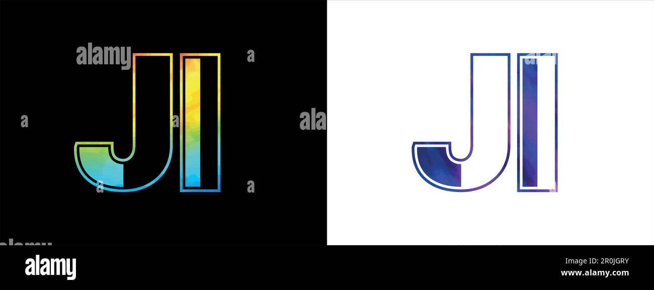 Modello vettoriale di disegno di logo JI della lettera. Logo creativo moderno e lussuoso per l'identità aziendale Illustrazione Vettoriale