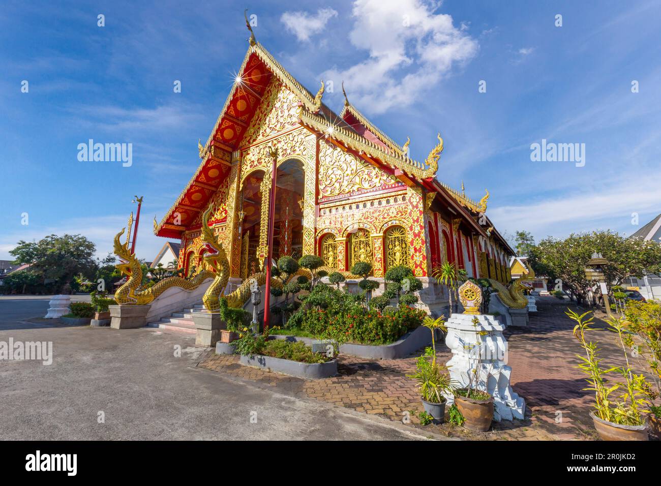 Wat Jed Yod, bellissimo vecchio tempio nel nord della Thailandia, nella provincia di Chiang Rai, Thailandia Foto Stock