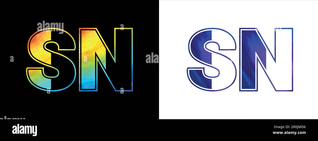 Modello vettoriale di disegno del logo SN della lettera. Logo creativo moderno e lussuoso per l'identità aziendale Illustrazione Vettoriale