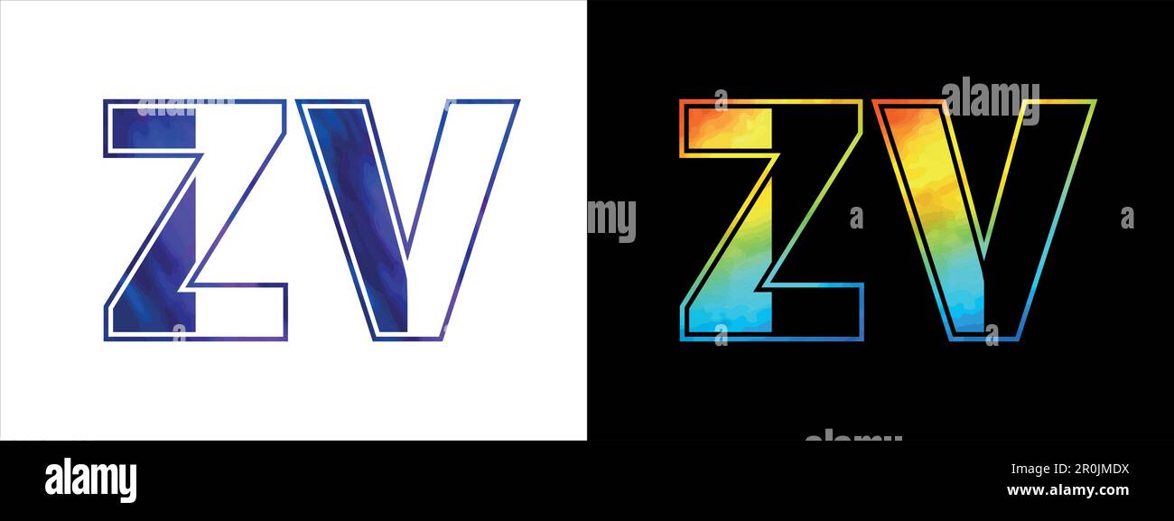 Lettera iniziale ZV logo icona modello di disegno vettoriale. Logo di lusso di alta qualità per l'identità aziendale Illustrazione Vettoriale