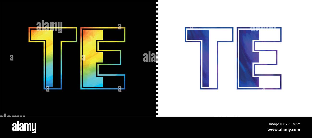Modello vettoriale per il logo Letter TE. Logo creativo moderno e lussuoso per l'identità aziendale Illustrazione Vettoriale