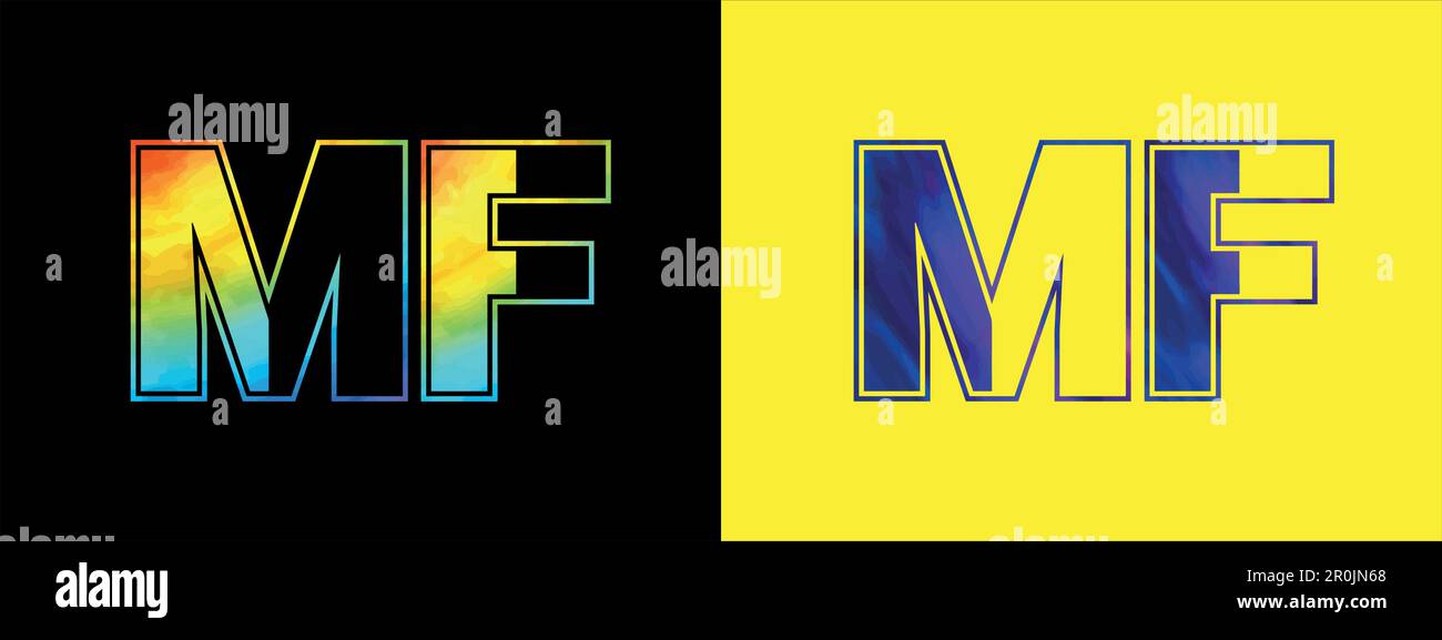 Esclusivo modello vettoriale per icone con logo MF in lettere. Design elegante e di alta qualità con logo a forma di alfabeto per le aziende Illustrazione Vettoriale