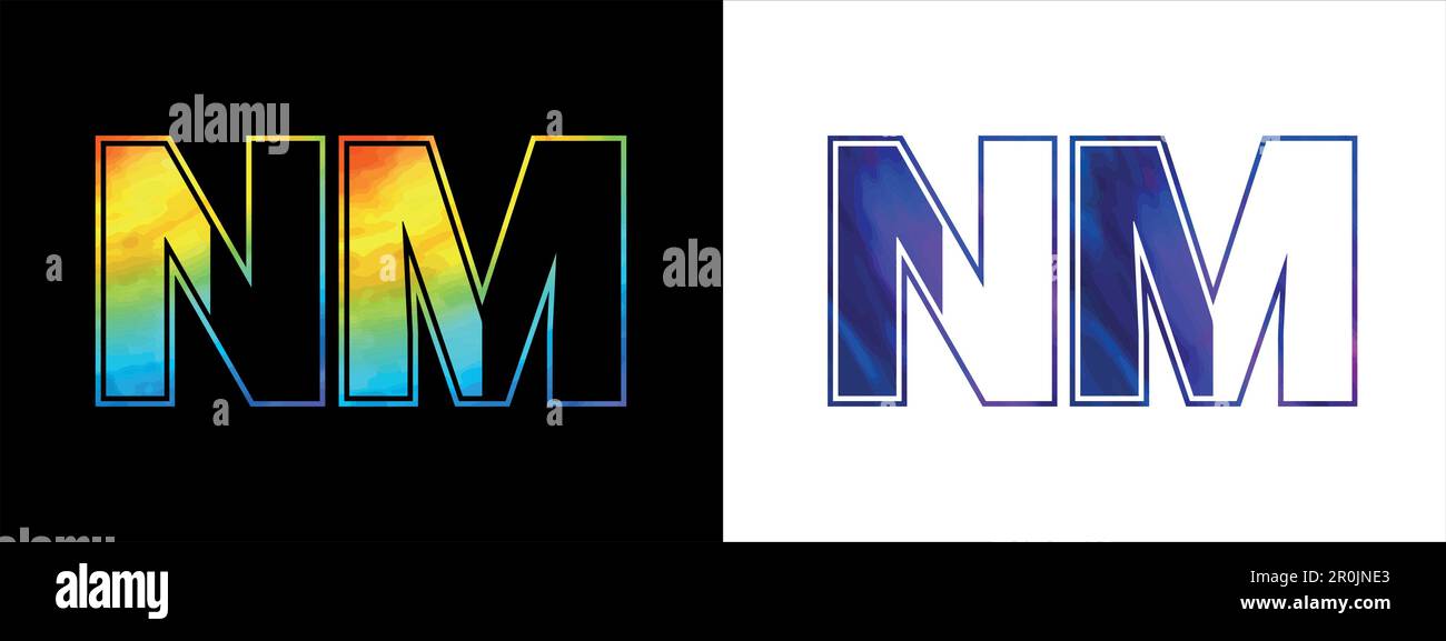 Esclusivo modello vettoriale per l'icona del logo della lettera NM. Design elegante e di alta qualità con logo a forma di alfabeto per le aziende Illustrazione Vettoriale