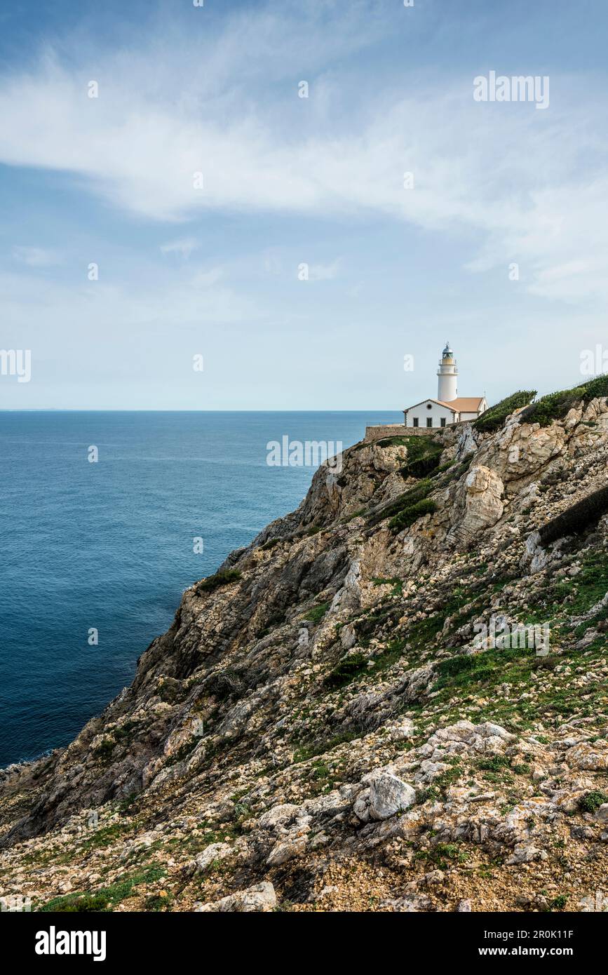 Faro di Punta de Capdepera, Cala Rajada, Maiorca, isole Baleari, Spagna Foto Stock