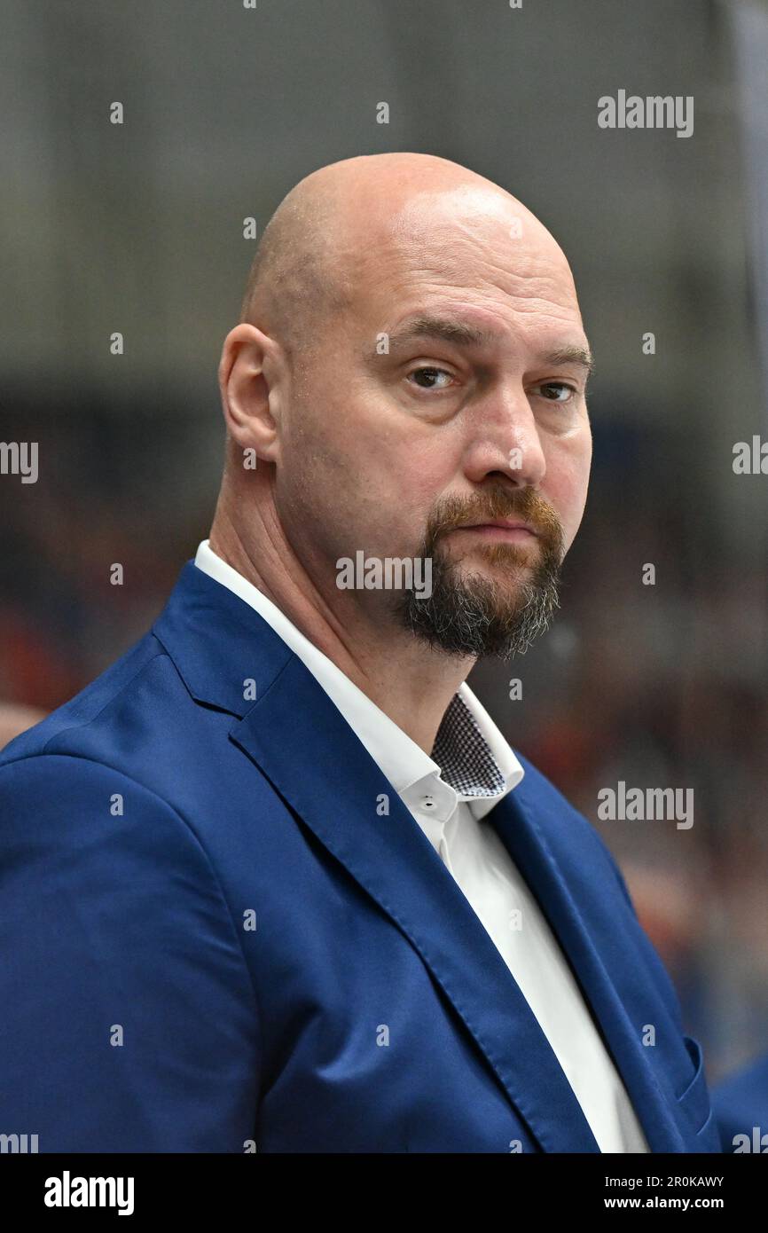 Assistente ceco Libor Zabransky è visto durante l'Euro Hockey Tour, partita Repubblica Ceca vs Svizzera, il 7 maggio 2023, a Brno, Republique Ceca Foto Stock