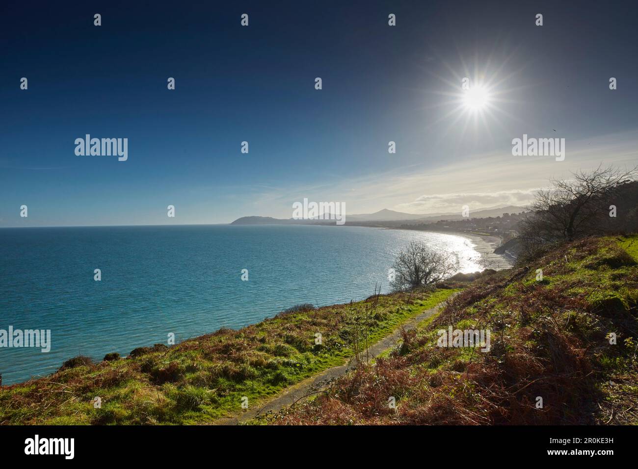 Vista verso Killiney Beach, Co Dublin, Irlanda Foto Stock