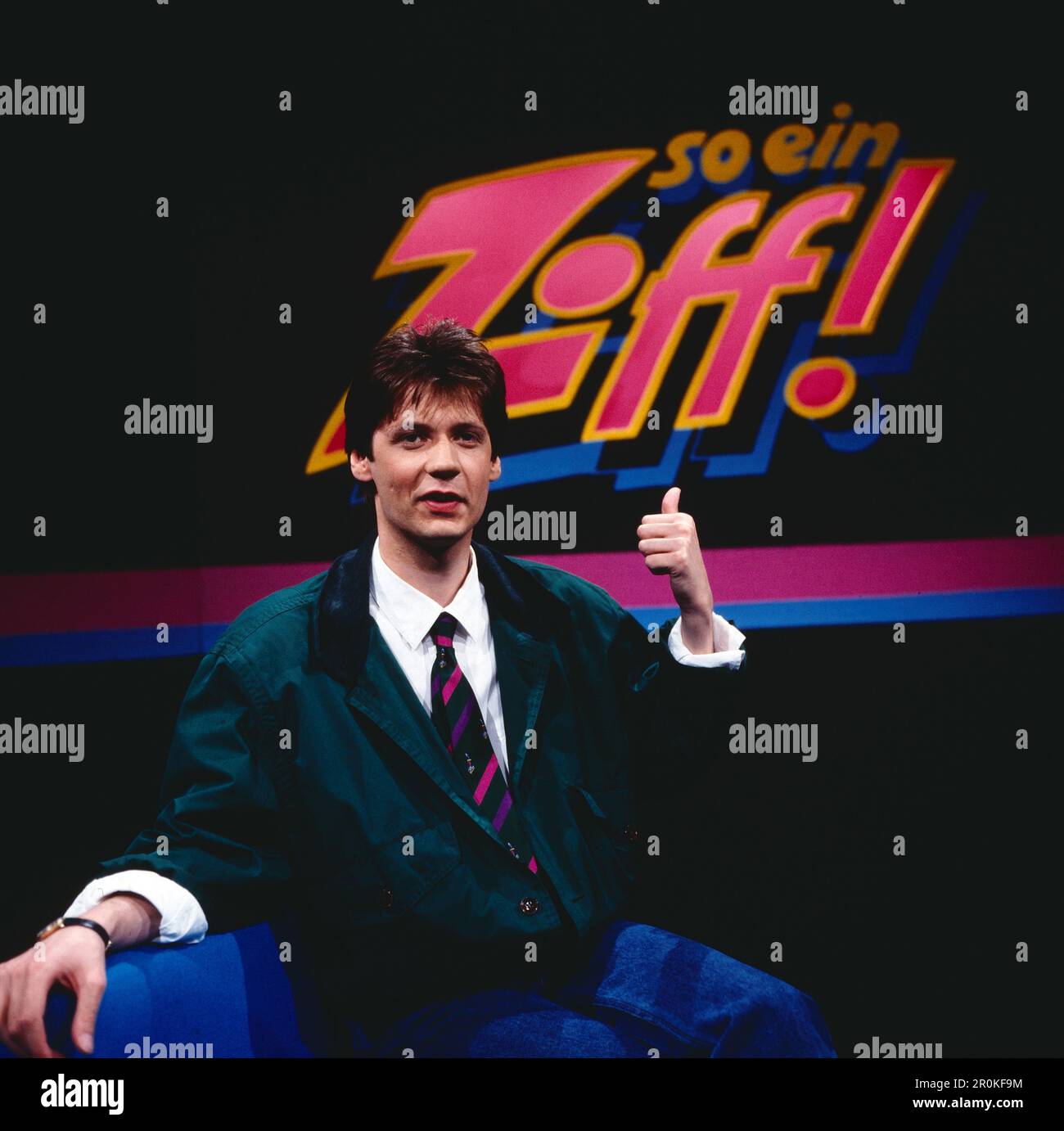 So ein Zoff, ZDF Talkshow, moderiert von Günther Jauch, Deutschland, 1987. So ein Zoff, TV talk show, presentato da Guenther Jauch, Germania, 1987. Foto Stock