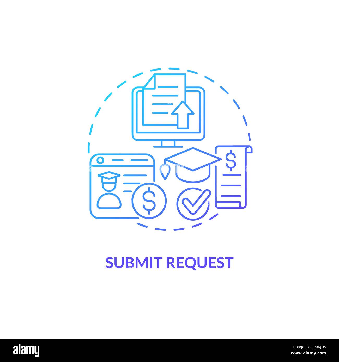 Invia richiesta icona del concetto gradiente blu Illustrazione Vettoriale