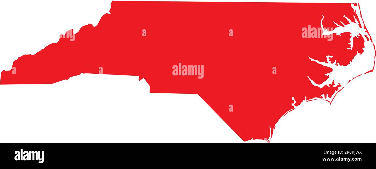 Mappa dei colori CMYK ROSSO del NORTH CAROLINA, USA Illustrazione Vettoriale