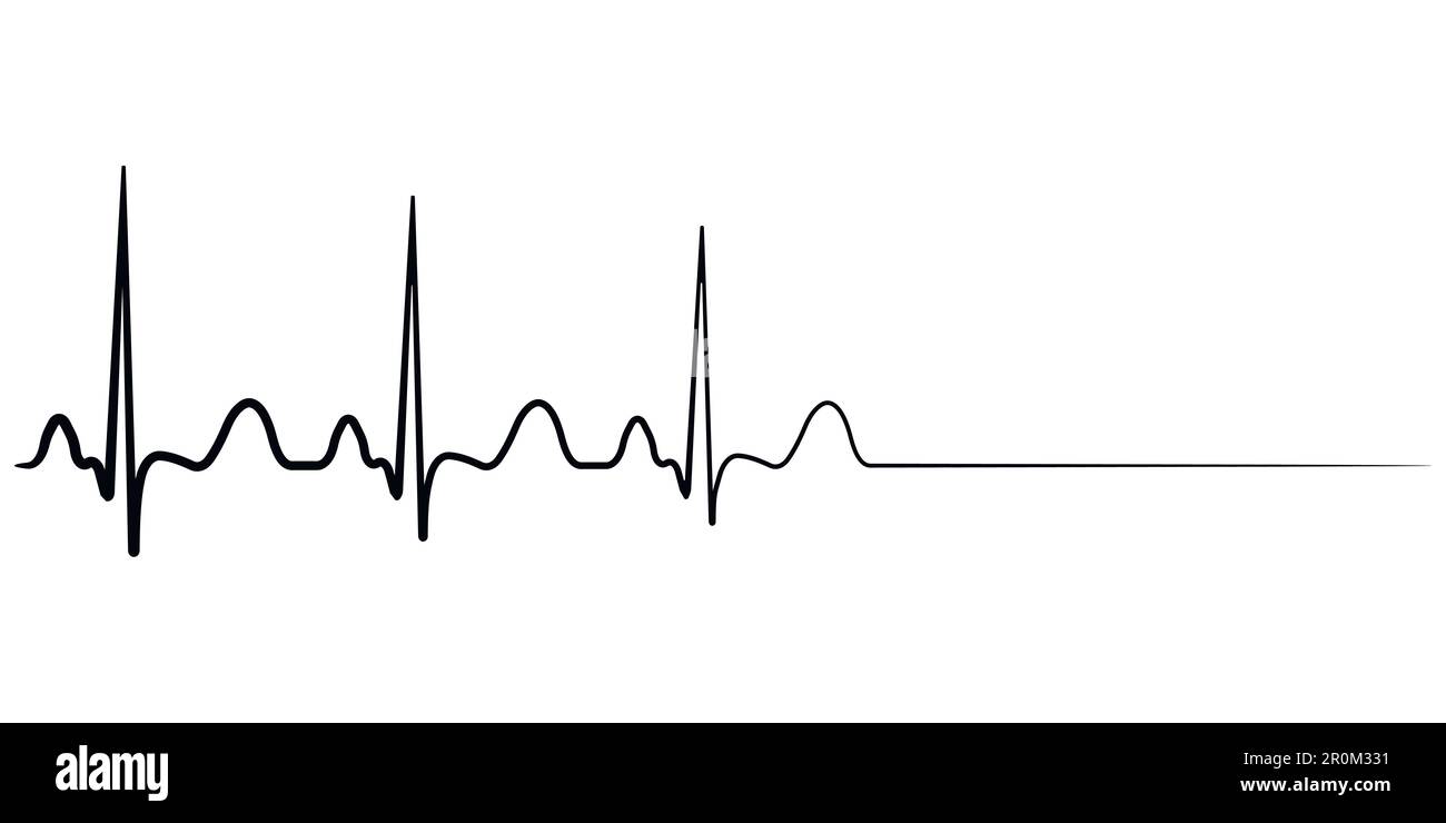 Icona della morte, arresto cardiaco, cardiogramma vettoriale, concetto di condolenza Illustrazione Vettoriale
