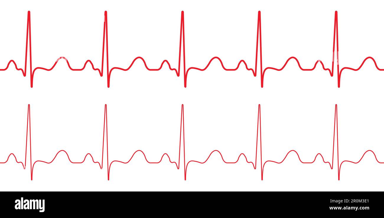 Icona rossa del battito cardiaco. Vector Heartbeat segno Horizon banner in design piatto. Illustrazione Vettoriale