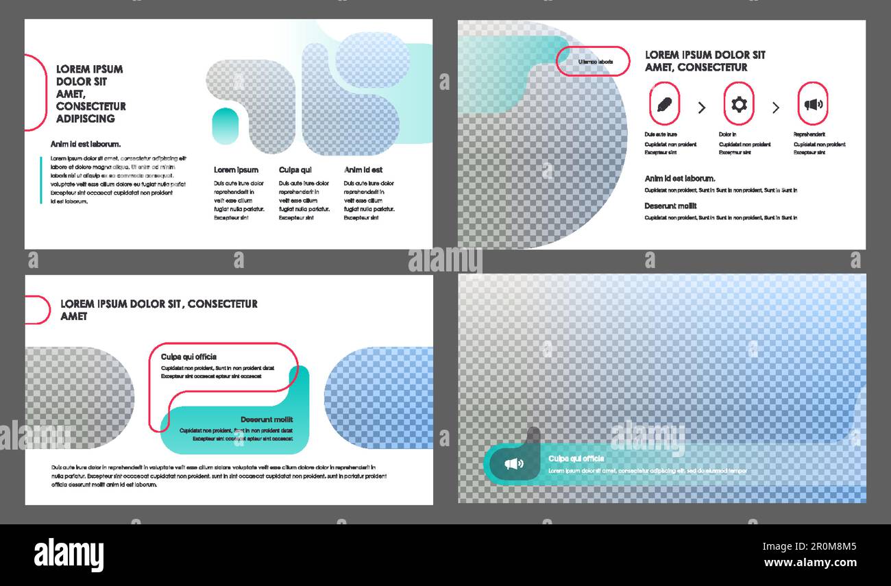 I modelli di presentazione creativa sono elementi su sfondo bianco. Infografiche vettoriali. Illustrazione Vettoriale
