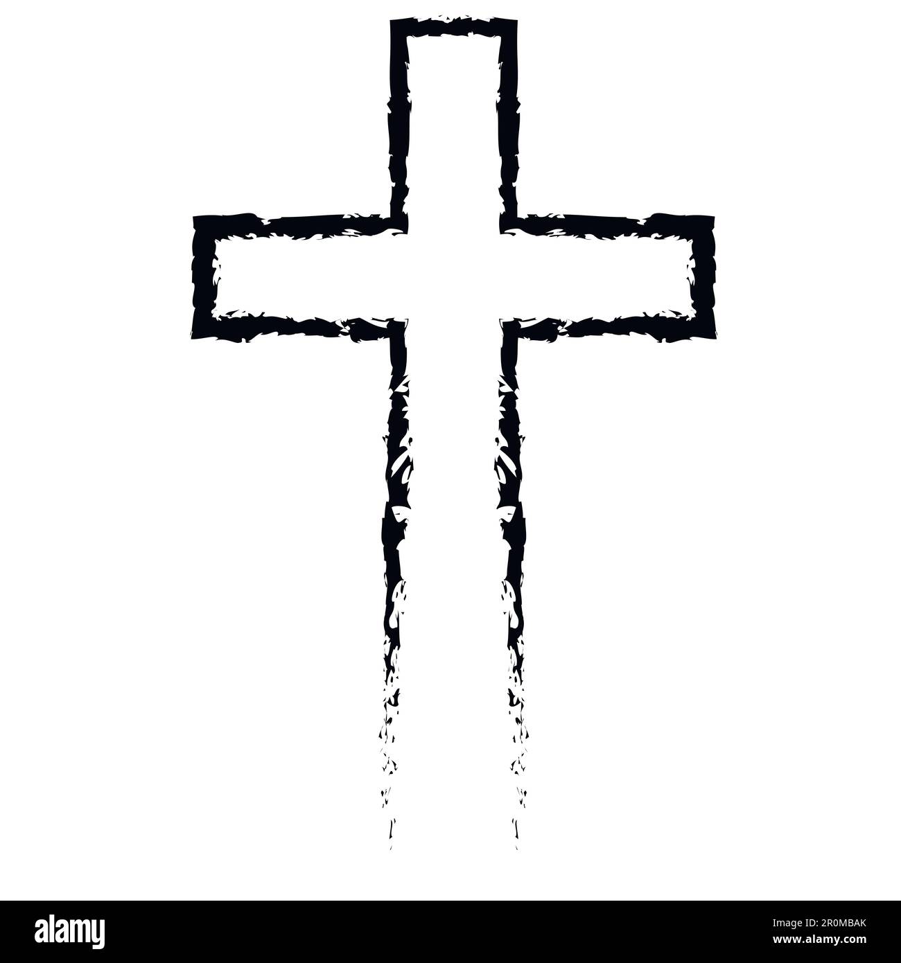 Croce cristiana astratta nera in stile disegnato a mano Illustrazione Vettoriale
