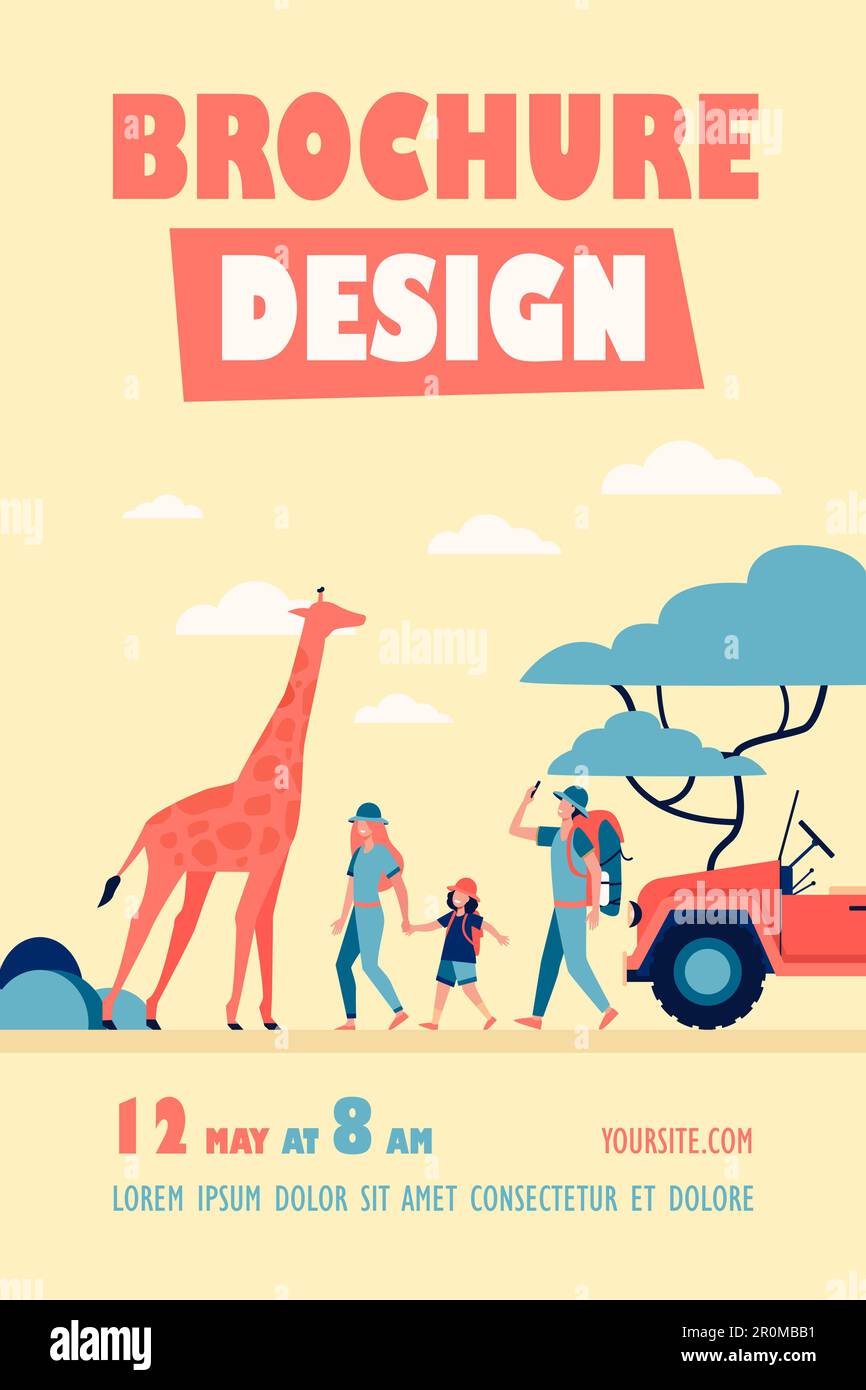 Turisti che camminano nella savana africana Illustrazione Vettoriale